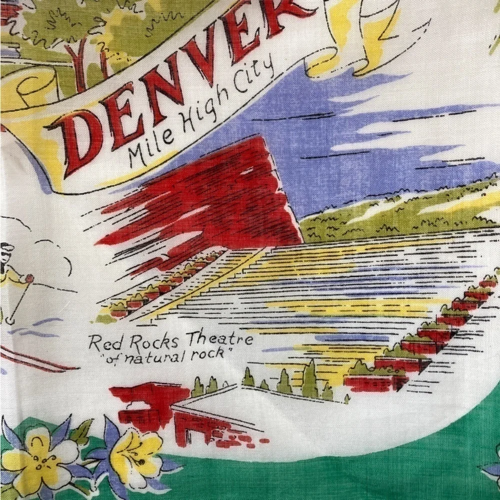 Vintage Burmel Denver Colorado Souvenir Handkerchief - Picture 10 of 11